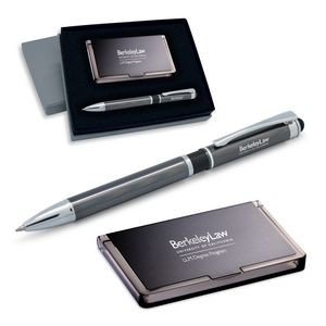 2-Piece Gift Set of Business Card Case and Stylus Ballpoint Pen