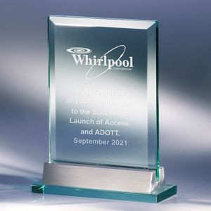 Jade Glass My Note Pad Award with Brushed Silver Base