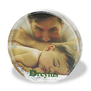 Acrylic Round Photo Frame Block with Water & Glitters