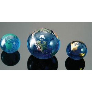 Blue Glass World Marble w/Green Continents Award (0.9")