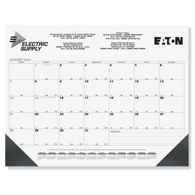 Black Calendar Desk Pad w/One Color Imprint & 13 Sheets (21¾"x17")