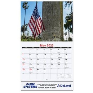 Old Glory Monthly Wall Calendar w/Staples (10 5/8"x18¼")