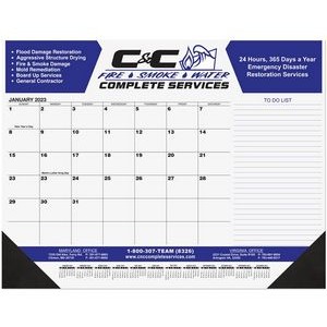 Black Calendar Desk Pad w/Side Notes Line & Two Color Imprint (21¾"x17")