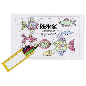 24pc Coloring Tray Puzzle w/ Crayons (10-1/2" X 6-5/8")
