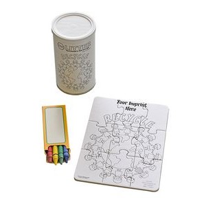 9 Piece Small Coloring Puzzle w/Crayons in 12 Oz. Can (5"x7")