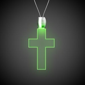 24" Green Cross Light-Up Pendant Necklace(Pad Printed)