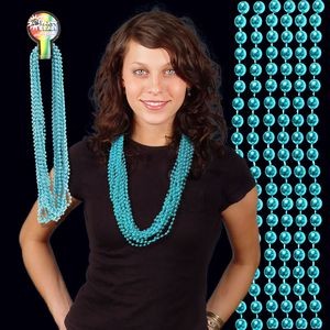 33" Metallic Teal Round Beads Necklace