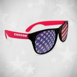 American Flag Neon Red Pad Printed Billboard Sunglasses