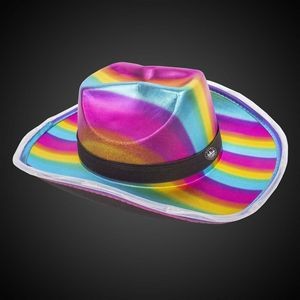 Rainbow Light Up Cowboy Hat With Black Band