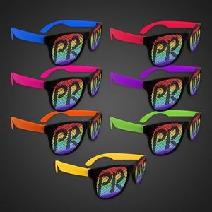Rainbow Pride Neon Billboard Sunglasses w/Red Arms