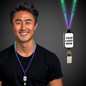 Multi Color LED Light Up Lanyard w/Badge Clip(Laser Engraved)