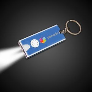 Digi-Print Silver & Blue Rectangle Flash Light Keychain