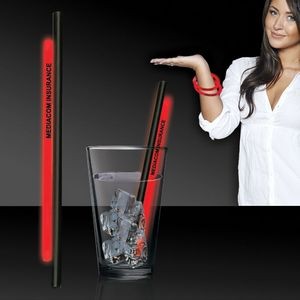 9" Red Deluxe Glow Straw & Bracelet