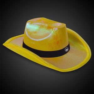 Yellow Iridescent Light Up Cowboy Hat(Black Imprinted Band)