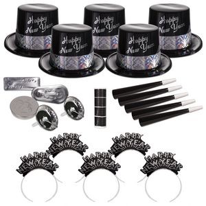 Silver Fantasy Happy New Year Party Kit for 50