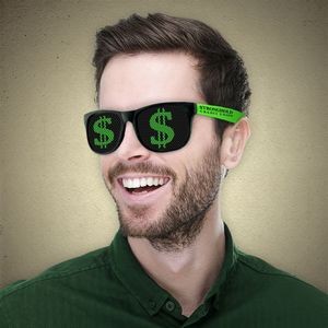 Dollar Sign Novelty Sunglasses w/Pad Printed Arms