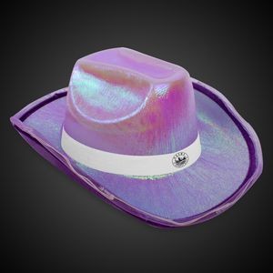 Purple Iridescent Light Up Cowboy Hat(White Imprinted Band)