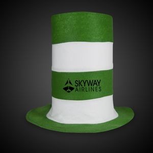 Silk Screened Green & White Striped Top Hat
