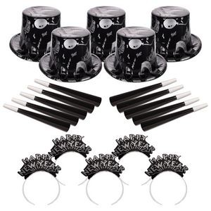 Ebony & Silver New Years Party Kit for 50
