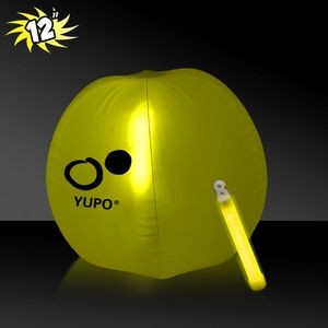 12" Inflatable Beach Ball w/Yellow Light Stick