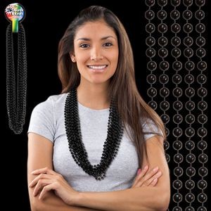 33" Metallic Black Round Beads Necklace