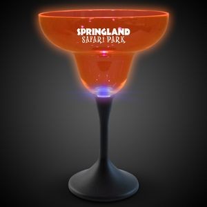 Orange Neon LED Pad Printed Margarita Glasses