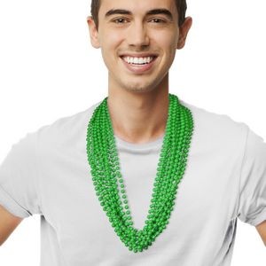 33" Solid Green Mardi Gras Beads