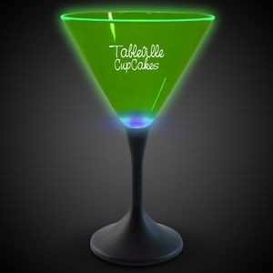 Green Pad Printed Neon LED Martini Glass