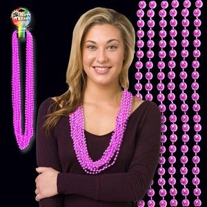 33" Metallic Light Pink Round Beads Necklace