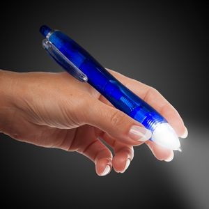 5" Blue LED "Ultimate" Lighted Pen w/Flashlight