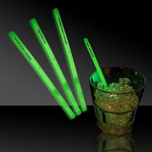 5" Pad Printed Green Glow Swizzle Stick