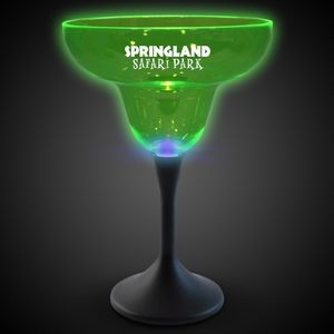 Green Neon LED Pad Printed Margarita Glasses