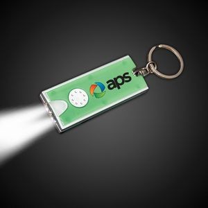 Digi-Print Silver & Green Rectangle Flash Light Keychain