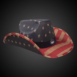 Vintage Patriotic Cowboy Hat(Black Imprinted Band)