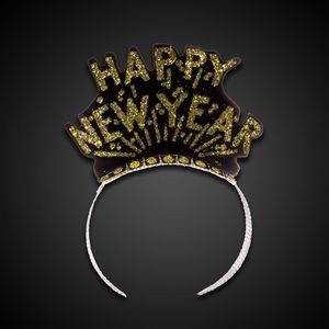 Happy New Year Black & Gold Tiara
