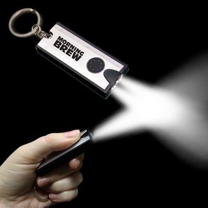 Pad Printed Silver & Black Rectangle Flash Light Keychain