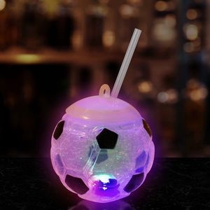 Soccer Ball Light Up Cup with Lid and Straw