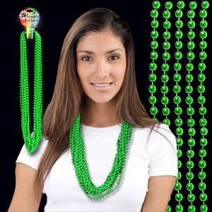 33" Metallic Green Round Beads Necklace