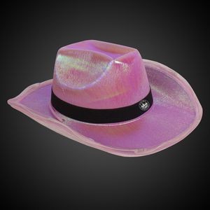 Pink Iridescent Light Up Cowboy Hat(Black Imprinted Band)