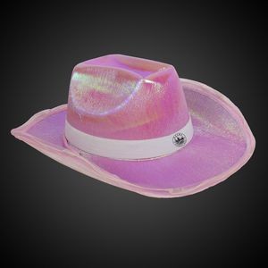 Pink Iridescent Light Up Cowboy Hat(White Imprinted Band)