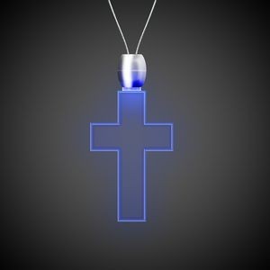 24" Blue Cross Light-Up Pendant Necklace(Pad Printed)
