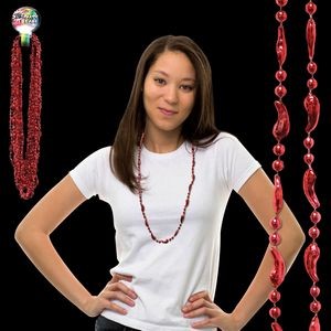 33" Metallic Red Chili Pepper Necklace
