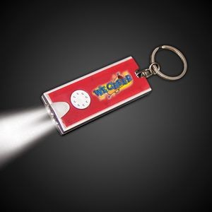 Digi-Print Silver & Red Rectangle Flash Light Keychain