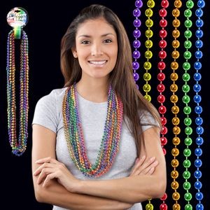 33" Mardi Gras Round Bead Necklace (Variety of Colors)