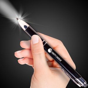 Pad Printed LED Stylus Pen w/Flashlight