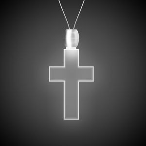 24" Pad Printed White Cross Light-Up Pendant Necklace