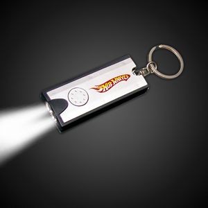 Digi-Print Silver & Black Rectangle Flash Light Keychain