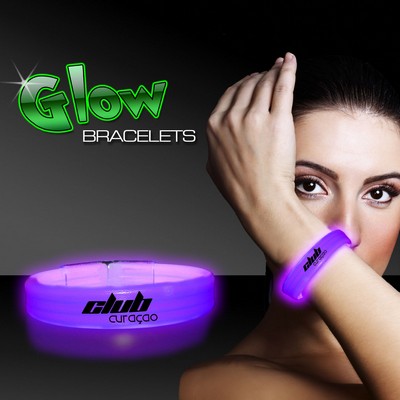 9" Deluxe Single Color Triple Wide Purple Glow Bracelet