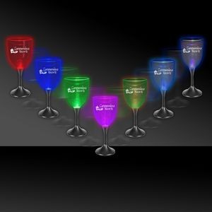 10 Oz. Pad Printed Light-Up Wine Glass w/Black Base