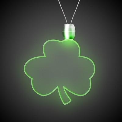 24" Pad Printed Green Shamrock Light-Up Pendant Necklace